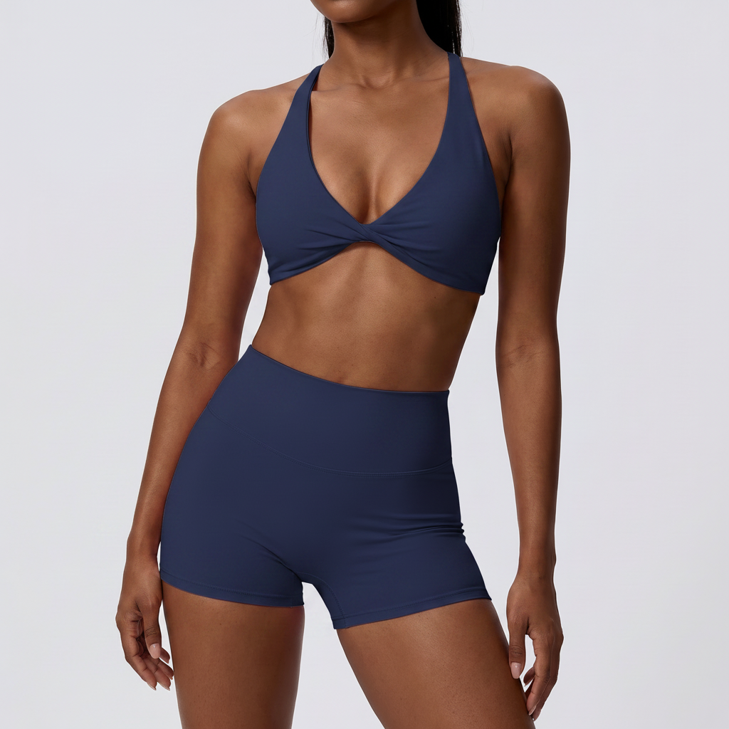 Strappy Bra & Shorts Set in Navy Blue &ndash; image 6 of 8