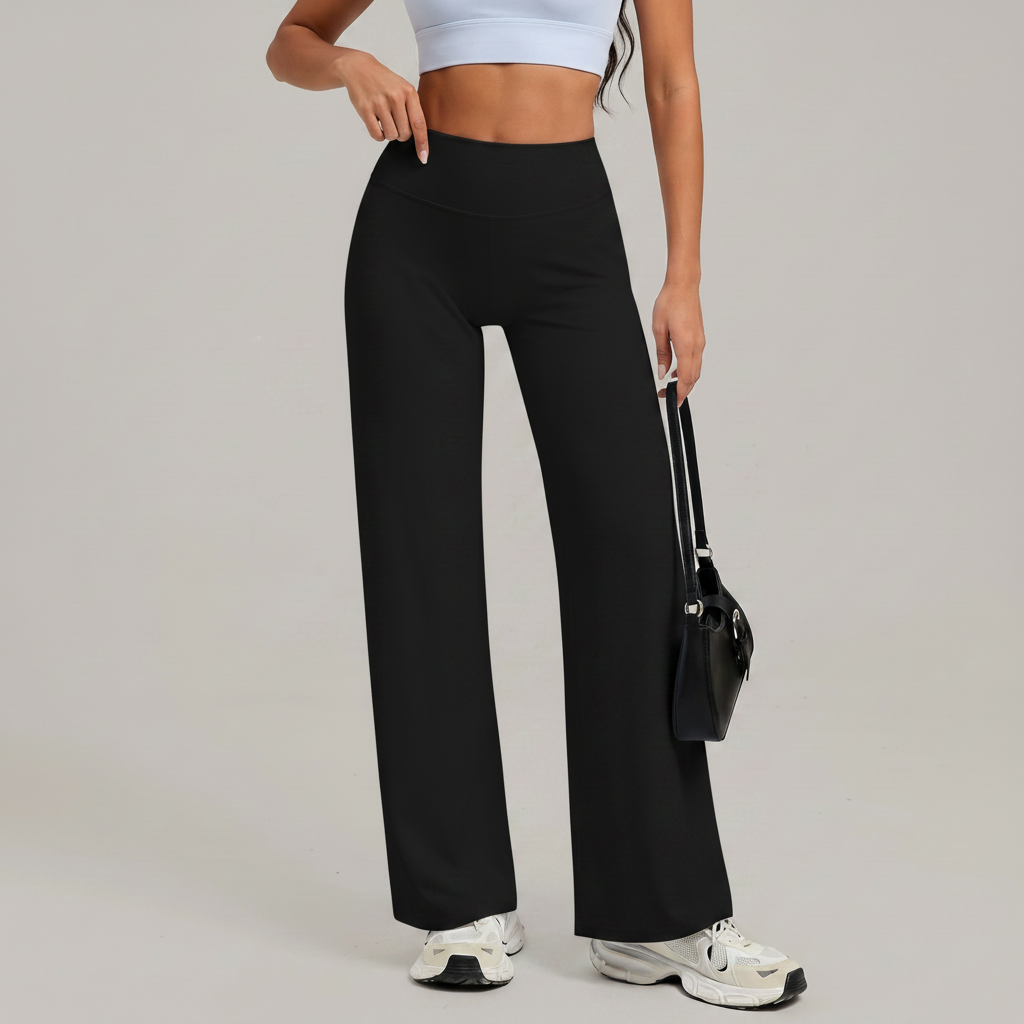 Wide Leg Yoga Trousers in Black &ndash; image 8 of 11