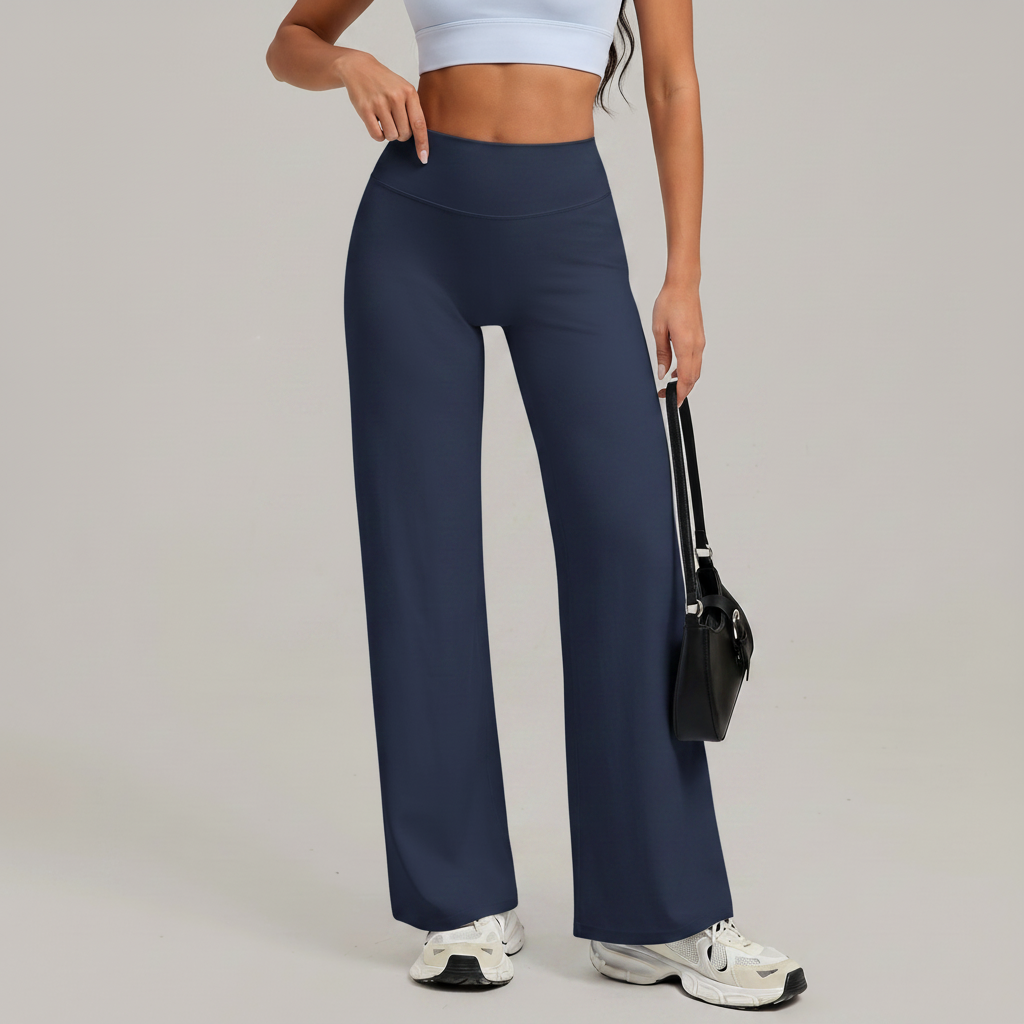 Wide Leg Yoga Trousers in Navy Blue &ndash; image 5 of 11