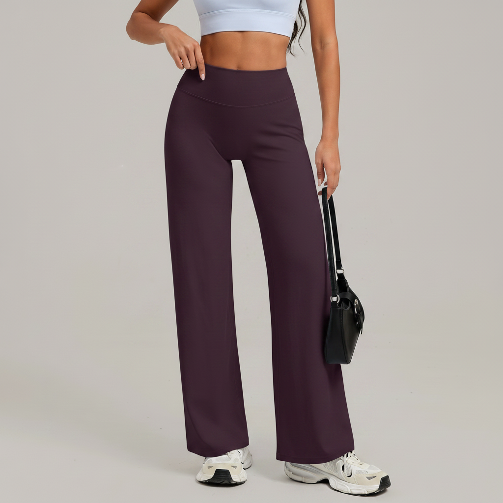 Wide Leg Yoga Trousers in Dark Purple &ndash; image 6 of 11