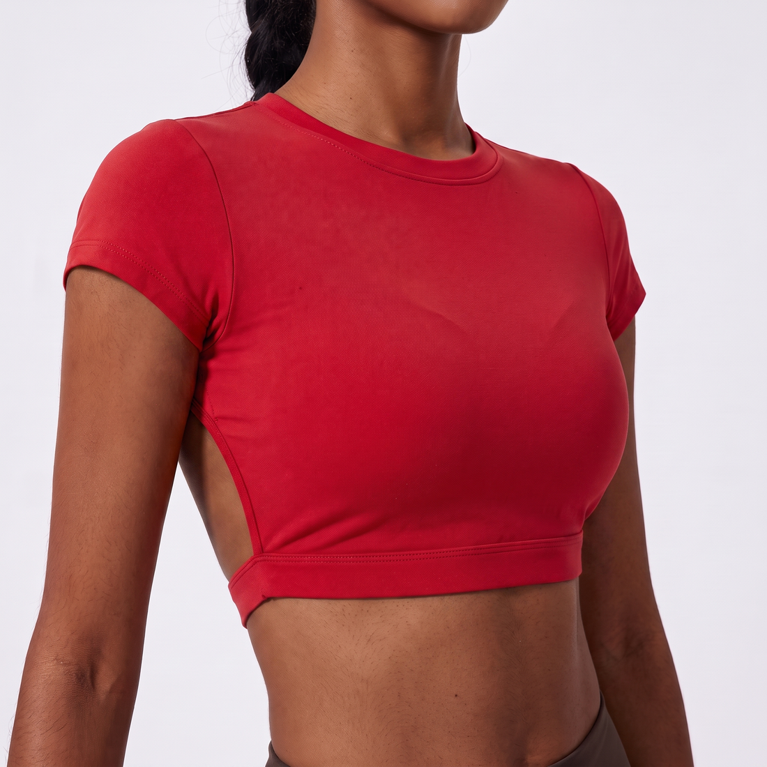 Backless Training Crop Top in Red &ndash; image 10 of 11