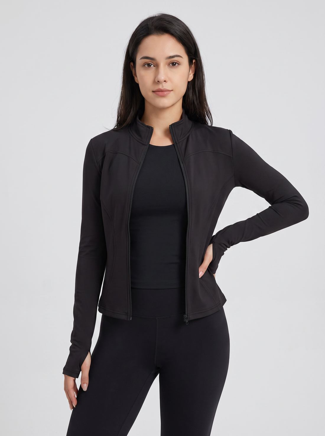 Stand Collar Training Jacket in Black &ndash; image 1 of 12