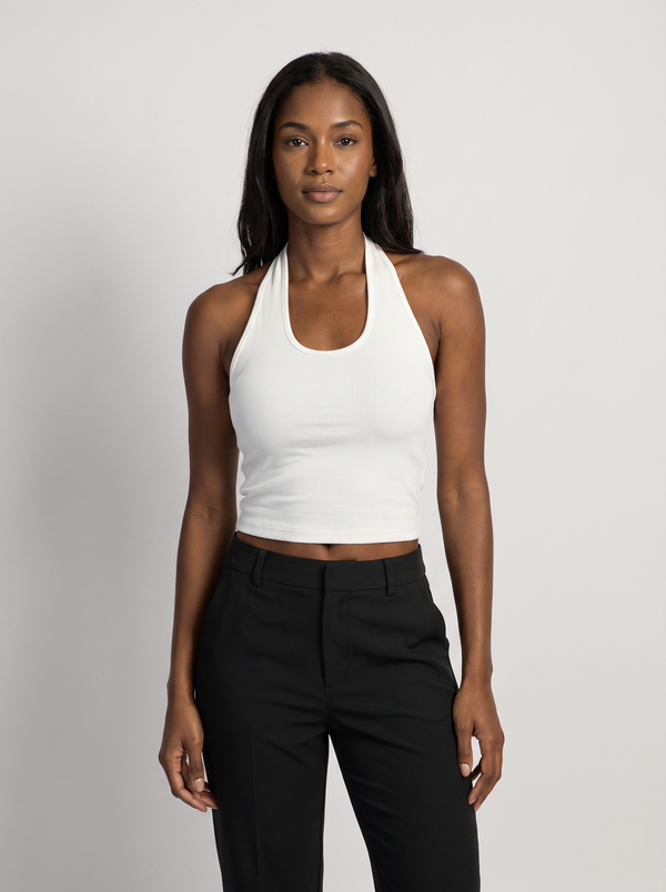 Ribbed Halter Crop Top