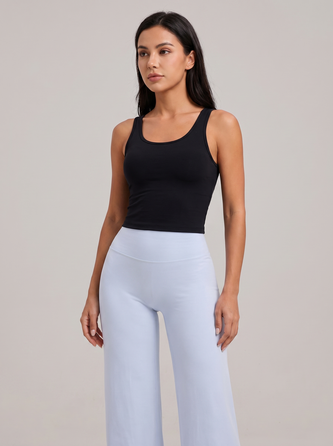 Wide Leg Yoga Trousers in Sky Blue &ndash; image 1 of 11