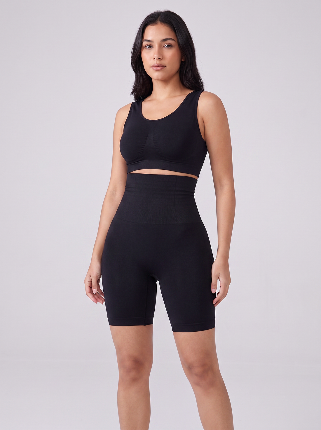 High-Waist Shaping Shorts in Black &ndash; image 1 of 4